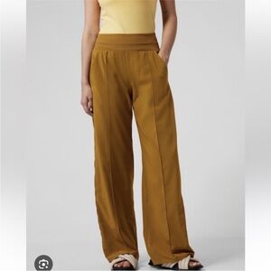 Athleta Nolita Wide Leg Tuxedo Pants Brass Yellow Gold Womens Sz 6 NEW $98